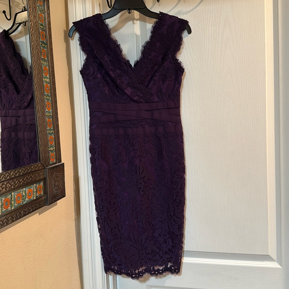 Tadashi Shoji Deep Purple Lace Mini Dress